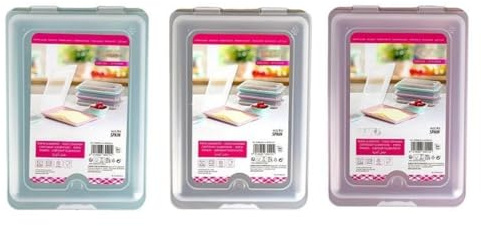 meberg PF40346_pastell_x3 Hochwertige Aufschnittboxen 3er Set Pastell Wurstbox Wurstdose platzsparend stapelbar Stapelboxen Vorratsdosen integrierte Servierplatte Frischhaltedose (Pastell)
