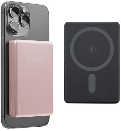 Intenso MW10000 Magnetische Powerbank 10000 mAh – MagSafe kompatibel, Wireless Charging 15W, USB-C PD 20W, Für iPhone & Android – Geprüft in Deutschland – Rosé