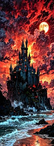 ZHUMUTO Diamond Painting Extra Groß XXL Bilder Set Erwachsene,60x160 cm Gothic Horror Castle,5D Diamant Painting Bilder Erwachsene mit Zubehör Für Wanddekorationen