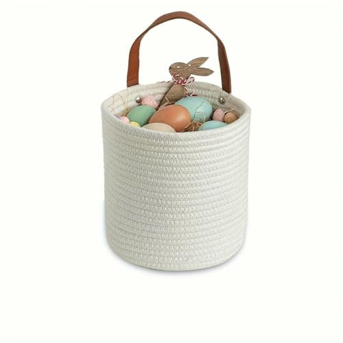 YYDPYZBD storage basket Hanging Cotton Rope Baskets, Small Woven Basket, Bike Hang Bag, Fabric Planter, Organizer-white Style-large Size 18 * 20cm