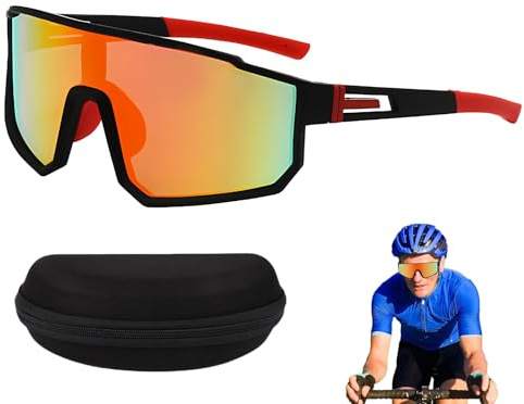 Jsleid Schnelle Brille-Herren Damen, UV400 Schutz Laufbrille, HD Ansicht Schnelle Skibrille, Schnelle Brille Fahrrad, für MTB Rennrad Radfahren Ski Outdoorsport Laufen