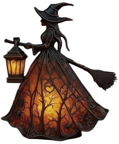 Halloween-Hexenlampe, gruselige gotische Hexenhut-Nachtlampe mit warmem Licht, Halloween-Dekorationen, die im Dunkeln leuchten, einzigartige gotische Tischlampe für Innen- und Wohnraumdekorationen