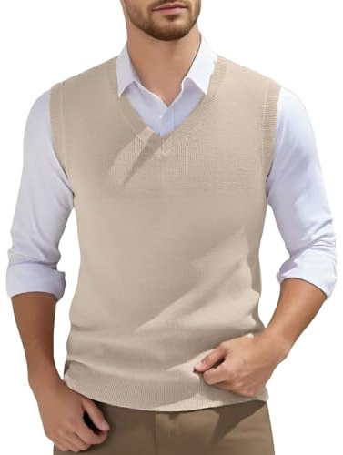 EODJXIO Gilet Uomo Elegante Invernale Lavoro Casual Cotone Sportivo da Senza Maniche in Maglia, con Scollo a V, Primaverile, Semplice, Maglia