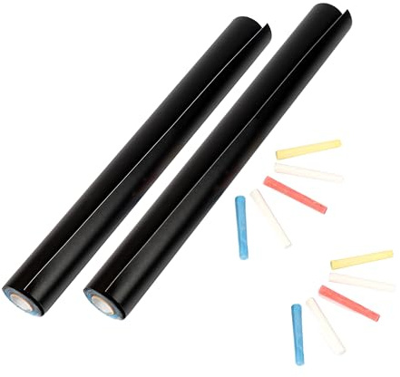 Veluxis® Film ardoise autocollant 200 x 45 cm – Lot de 2 - noir mat – effaçable – inclus 5 craies – découpable, lavable, amovible sans résidus, film ardoise DIY