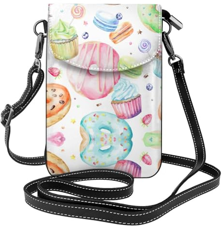 RRhgipp Cupcakes, Donuts, Muffins, Zucker, Crossbody-Tasche, Damen, klein, PU-Leder, Schultertasche, Handtasche, Handygeldbörse