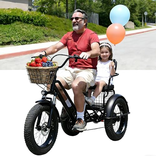 Dfdieratve Elektro Dreirad für Damen & Herren - 500W, 20 Breitreifen, 40km/h, 30km Reichweite, 200kg Zuladung, Tret- & E-Modus - Sicher & komfortabel