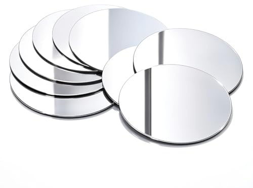 Zyghjort 10 Stück Mini Spiegel zum Kleben, 10 cm Rund Acryl Selbstklebende Spiegel Kleine Spiegels Aufkleber für DIY Wand Deko, Badezimmer, Küche, Schlafzimmer, Handwerkskunst, Tisch
