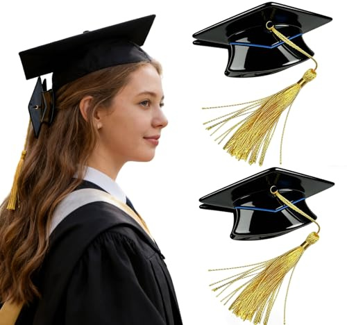 2 Pack Graduation Cap Tassel Hair Clip, Matte Mortarboard Hair Claw, Class of 2026 Graduation Gifts Hat Accessories for Graduates, Students, Women