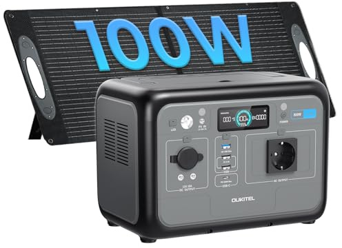 OUKITEL P800 Stazione di Energia Portatile 800 W(1600 W Pic) con Pannello 100 W, Generatore Solare Batteria LiFePO4 512 Wh, Ricarica Rapida, Portatile 6 Kg, per Campeggio