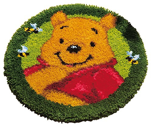Vervaco Formteppich Winnie The Pooh Knüpfpackung zum Selbstknüpfen eines Teppichs, Stramin, weiß, 50 x 50 x 0,3 cm