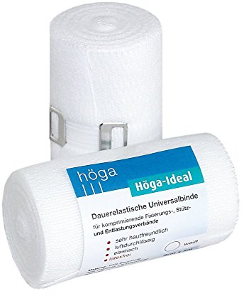 Höga-Ideal dauerelastische Idealbinde, 8 cm x 5 m, mit kurzem Zug, ca. 95% dehnbar, 2er Pack (2 x 1 Binde)