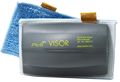 Pica Visor Magnetwischer Set I Rückstandslose Reinigung für Whiteboards | Mit 2 Mikrofaser-Pads I entfernt Boardmarker rückstandslos I perfekt für Whiteboards, Schultafeln und Glasflächen