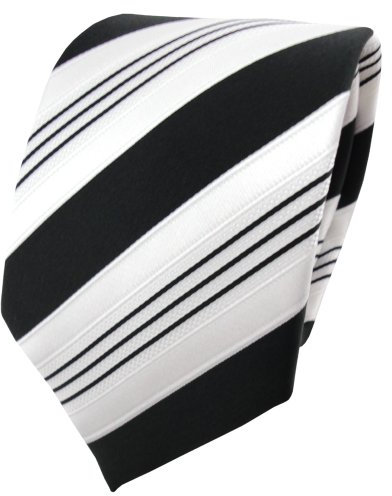 TigerTie Designer Krawatte in schwarz anthrazit weiß silber gestreift