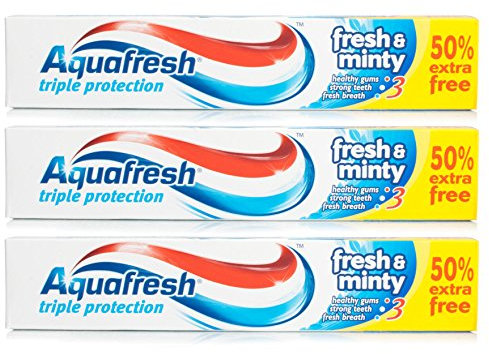 3x Aquafresh FRESH & MINTY Triple Protection Toothpaste 75ml