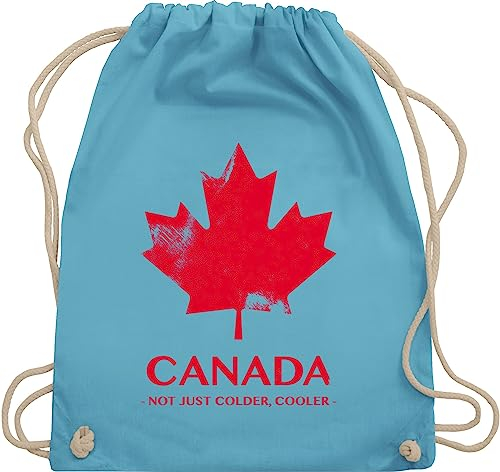 Turnbeutel Rucksack - Länder Fahnen und Flaggen - Canada Not just colder cooler - Souvenir Geschenk - Unisize - Hellblau - kanada vintage country maple beutelrucksäcke stadt kanadier stoffbeutel