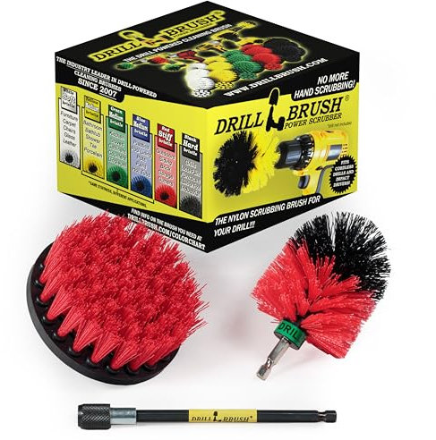 Drill Brush - Cleaning Kit with Extension - Deck Brush - Rust, Calcium, Hard Water Stains - Concrete Swimming Pools, Garden Fountains - Monuments and Headstones - Remove Algae, Mold, Mildew, and Moss