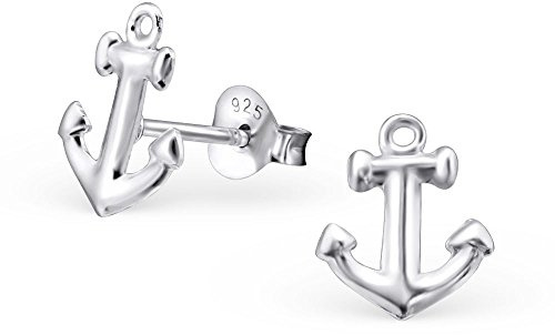 Bungsa ANKER Ohrstecker silber - 925 Sterling Silver Silber Ohrringe für Frauen, Damen, Kinder & Herren