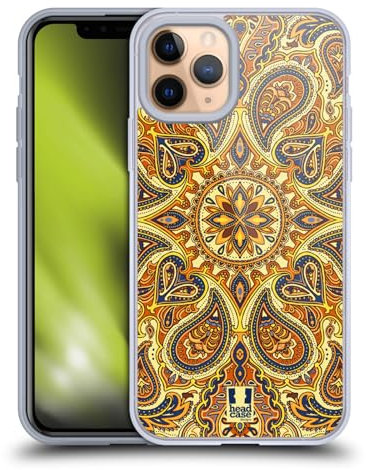 Head Case Designs Gold Intricate Paisley Gel Case [Military Grade Protection] Compatible with Apple iPhone 11 Pro and Compatible with MagSafe