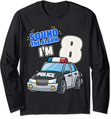 Kinder-Polizeiauto 8 Geburtstag 8 Jahre Polizist Offizier Langarmshirt