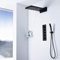 Regenfall Wasserfall Duschköpfe Wand-Bad-Duschset Messing 4 Funktionen Thermostatventil Schwarz Duscharmaturen