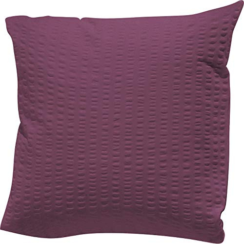 Erwin Müller Kissenbezug, Kuschelkissenbezug, Kissenhülle Seersucker Uni Serie Rosenheim aubergine Größe 40x40 cm - pflegeleicht, bügelfrei, mit Reißverschluss