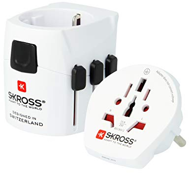 SKROSS - 1.103165 | PRO Light-World | Adaptateur de Voyage Universel 2/3 Pôles - Depuis et Pour 200 Pays - Tension et Puissance : 100V – 630W / 250V – 1575W - Protection contre les chocs électriques