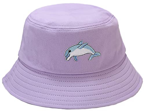 Taidor Baumwolle Eimer Hut Einfarbig Strand Hut Sommer Reise Sonnenhüte Angler Kappe, Delphin Lila, Einheitsgröße