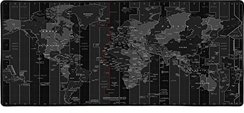 Silent Monsters Mauspad XXL 900 x 400 mm großes Mousepad Weltkarte schwarz - Vernähter Rand, rutschfest & leise, Gaming Büro Office Homeoffice Tastatur - 90 x 40 cm groß Mouse Pad Mat alle Maus Arten