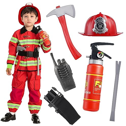 Spooktacular Creations Costume de pompier pour enfants rouge (petit (5-7 ans))