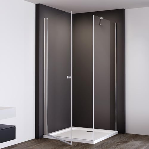 IMPTS Duschkabine 80x80 cm Eckeinstieg Duschabtrennung Duschtür mit Seitenwand, Pendeltür aus 6mm ESG Sicherheitsglas Höhe 185 cm,OHNE Duschwand und Ablaufgarnitur