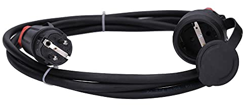 Voxura Schuko Gummi-Verlängerungskabel Schuko-Stecker-Kupplung Adapter Außenbereich Stromkabel Garten Baustelle Industrie Märkte 3-polig 230V H07RN-F 3x1,5 16/3 16A IP54 3m