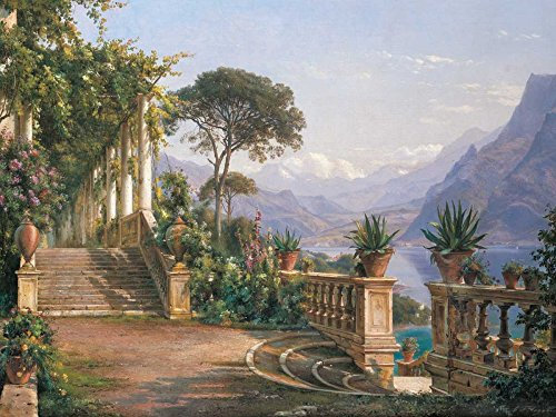 Bild auf gerollter Leinwand, Lodge on Lake Como Aagaard Carl Frederic, horizontal, Kunstdruck Lodge am Como See