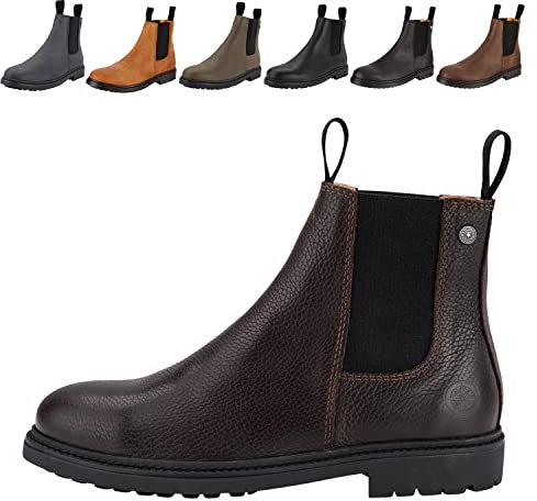 Chelsea Boot »NEW WORK« von SUEDWIND© | bequeme Stiefelette aus robustem Rindsleder Made in Portugal | Reitschuh mit Profil-Gummisohle und Innen-Leder | Schuh Schlupf Stiefel | Brown Nubuck | Gr. 40