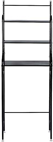 HUOLE Toilettenregal Waschmaschinenregal Badezimmerregal Mir Haken, 3 Etagen 3-Tiers Stahl Toilettenregal WC-Regal Badezimmer Regal Aufbewahrungsregal für Badezimmer (157 * 55 * 26 cm - Schwarz)