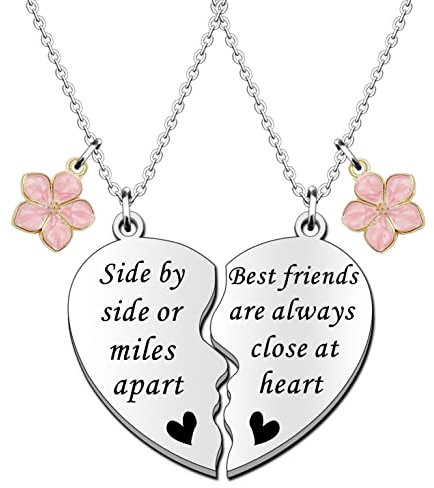 SDOFY Best Friend Necklaces for 2 Girls BFF Necklaces Friendship Gifts Birthday Christmas Graduation Gifts Long Distance Gift