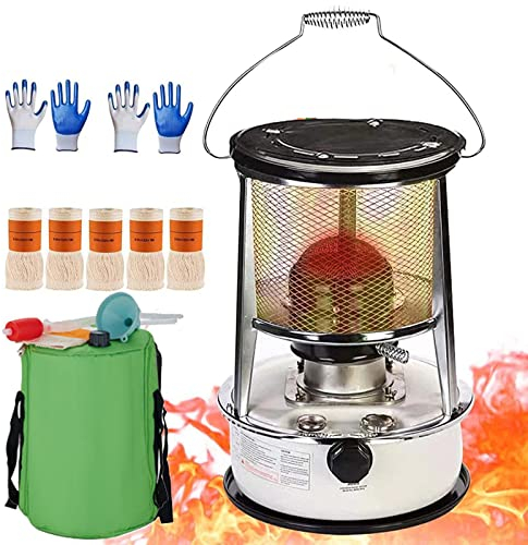 XRDSHY Große Petroleumofen Für Innenräume, Mobile Heizung Ohne Strom Innen, Petroleum Heizung Heizer, Tragbarer Petroleum Ofen Für Indoor Zeltheizung Camping Kochen, Mit 5 Ersatz Docht,6l