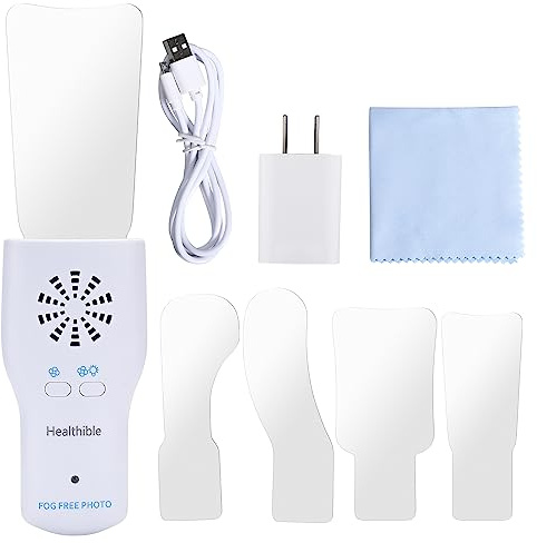 Healthible Dental Photography Mirrors Anti Fog, Pofessional Dental Mirror for Teeth Fog Free with Fan and LED, Dental Mirror with Light for Inside Mouth