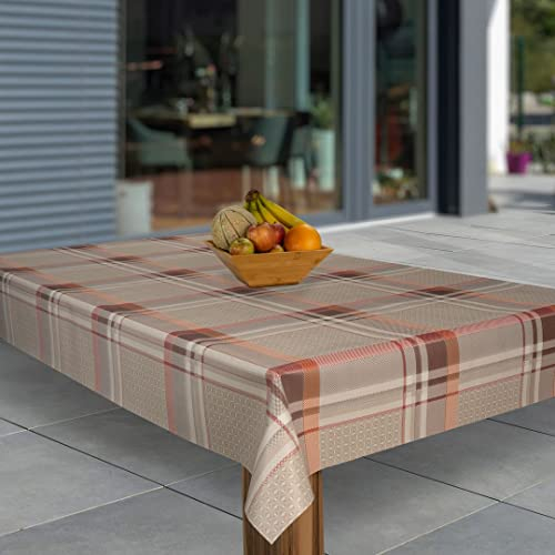 laro Wachstuch-Tischdecke Abwaschbar Wachstischdecke PVC Plastik-Tischdecken Eckig Meterware Abwischbar, Muster:Karo Braun Beige, Größe:140x240
