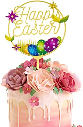 Oster-Tortenaufsatz | Frohe Ostern, Acryl-Topper | Party-Dekorationszubehör