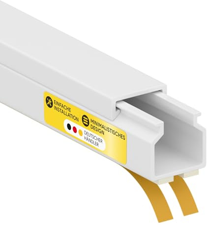 Kabelkanal aus hochwertigem PVC weiß Selbstklebend 2m - 1 Stück - 12x12mm