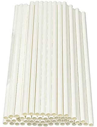 Haobase 50 Stück Papier-Trinkhalme, biologisch abbaubare Papierstrohhalme zum Trinken von Cocktails, Kaffee, kalten Getränken (weiß)