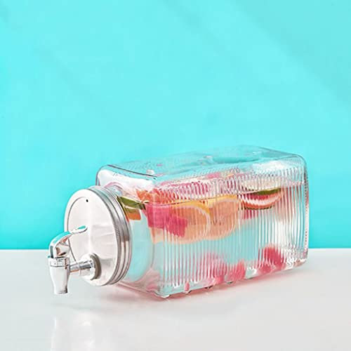 Bouteille d'eau froide en verre 3L Bocal Seau à boissons en libre-service Bocal à thé solaire avec robinet Distributeur de boissons en verre Cafetière à infusion froide