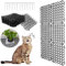 Katzenabwehr Matte,16 Stücke Dornengitter Gegen Katzen,40x20cm Anti Katzen Matte,Katzengitter Garten,Katzenschreck Gitter mit 16 Nägeln zur friedlichen Abwehr von Katzen Tieren