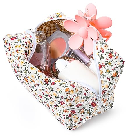 SOIDRAM Kosmetiktasche, niedlich, geschwollene Kosmetiktasche, Kosmetiktasche, ästhetisch, groß, Reise-Kulturbeutel, Gartenblumen, Small, S-garden Make-up-Tasche