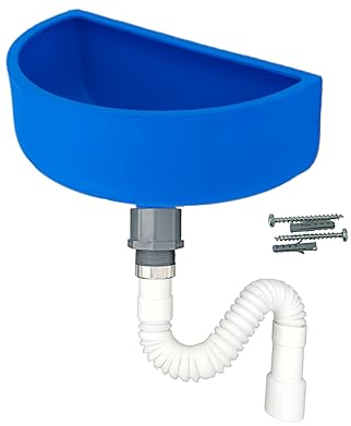 Varile Ensemble lavabo en plastique bleu de qualité supérieure pour jardin et cave avec filtre à cheveux en plastique