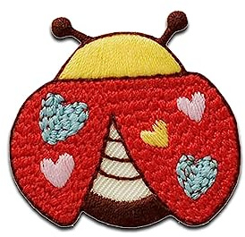 Mono-Quick Marienkäfer Herzen Tier - Aufnäher, Bügelbild, Aufbügler, Applikationen, Patches, Flicken, zum aufbügeln, Größe: 3,4 x 3,5 cm