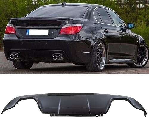 Heckdiffusor kompatibel für BMW E60 E61 M Paket M5 4 Rohr Duplex 03-10 Schwarz Glanz DM Autoteile 914007