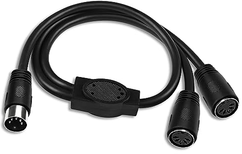 MEIRIYFA MIDI DIN 5 pines divisor adaptador en Y Cable, DIN 5 pines Macho a doble DIN 5 pines Hembra MIDI Cable para mezcladores MIDI, teclados, mezcladores de música, pianos electrónicos - 0.5M
