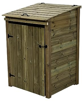 Wheelie bin storage pressure treated garden recycling store lid shed outdoor trash cover - Premium Tongue And Groove (Single, without shelf)