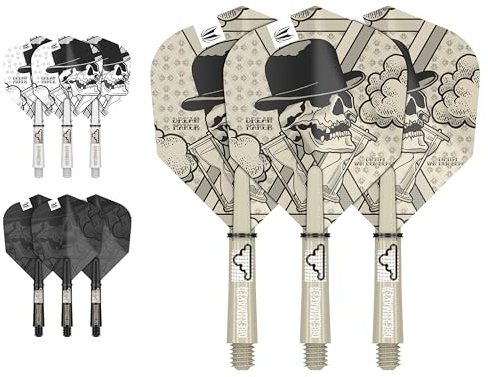 Target Darts Dimitri Van Den Bergh Ink Design No.6 Dartflüge & Kurz (34mm) Schäfte Vorbauten - 3er Pack